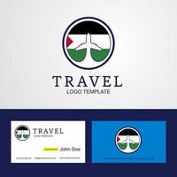 logotipo de la bandera del círculo creativo de palestina de viaje y diseño de tarjeta de visita vector