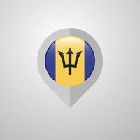 Map Navigation pointer with Barbados flag design vector