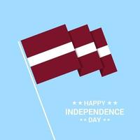 diseño tipográfico del día de la independencia de letonia con vector de bandera