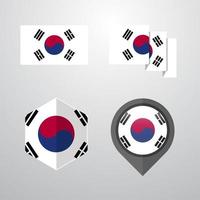 Korea South flag design set vector