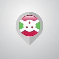 Map Navigation pointer with Burundi flag design vector