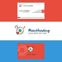 Beautiful Music disk Logo and business card vertical Design Vector