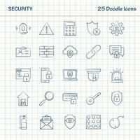 seguridad 25 iconos de garabato conjunto de iconos de negocios dibujados a mano vector