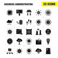 Business Administration Solid Glyph Icons Set For Infographics Mobile UXUI Kit And Print Design Include Target Focus Arrow Direction Document File Globe Internet Collection Modern Infograp vector