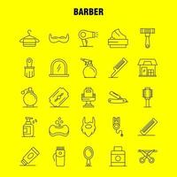 iconos de línea de barbero establecidos para infografía kit uxui móvil y diseño de impresión incluyen espejo de cara de barbero silla de belleza de barbero corte de pelo conjunto de iconos de barbero vector