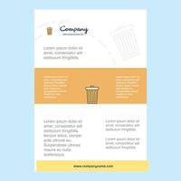 Template layout for Dustbin comany profile annual report presentations leaflet Brochure Vector Background