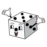 Isolated happy dice groovy traditional cartoon Vector illustration