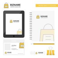 Shopping bag Business Logo Tab App Diary PVC Employee Card and USB Brand Stationary Package Design Vector Template