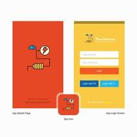 Company Energy Splash Screen and Login Page design with Logo template Mobile Online Business Template vector