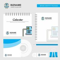 Document in computer Logo Calendar Template CD Cover Diary and USB Brand Stationary Package Design Vector Template