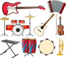 conjunto de varios instrumentos musicales vector
