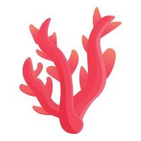 Red ocean coral icon, cartoon style vector