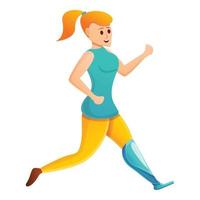 Sport woman prosthesis icon, cartoon style vector