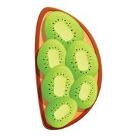 Sliced kiwi toast icon, cartoon style vector