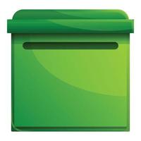 Green mailbox icon, cartoon style vector