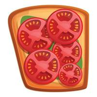 Tostadas de tomate en rodajas, icono de estilo de dibujos animados vector