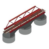 Railway bridge icon, isometric style vector