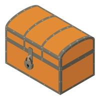 Pirate dower chest icon, isometric style vector