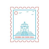 chiang kai shek hall sello postal estilo de línea azul y roja ilustración vectorial vector