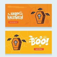 diseño de invitación de feliz halloween con vector de ataúdes