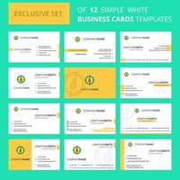 Set of 12 Target Creative Busienss Card Template Editable Creative logo and Visiting card background vector