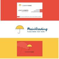 Beautiful Umbrella Logo and business card vertical Design Vector