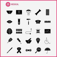 conjunto de iconos de glifo sólido médico para infografía kit uxui móvil y diseño de impresión incluyen caja de primeros auxilios de laboratorio médico de ciencia de adn vector médico eps 10