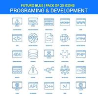 iconos de programación y desarrollo futuro blue 25 icon pack vector