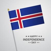 diseño tipográfico del día de la independencia de islandia con vector de bandera