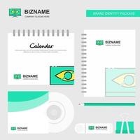 Monitor Logo Calendar Template CD Cover Diary and USB Brand Stationary Package Design Vector Template