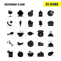 icono de glifo sólido de restaurante y bar para impresión web y kit de uxui móvil, como teléfono, chat, hotel, mapa mundial, ubicación, hotel, pictograma, paquete, vector