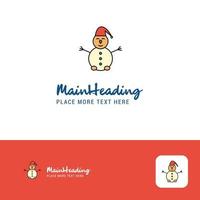 Creative Snowman Logo Design Flat color Logo place for Tagline Vector Illustration