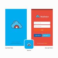 Company Cloud setting Splash Screen and Login Page design with Logo template Mobile Online Business Template vector