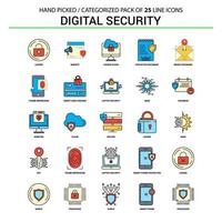 Digital Security Flat Line Icon Set Business Concept Icons Design vector