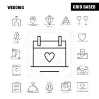 conjunto de iconos de línea de boda para infografía kit uxui móvil y diseño de impresión incluyen bolso bolso de mano amor celular móvil amor conjunto de iconos de micrófono vector