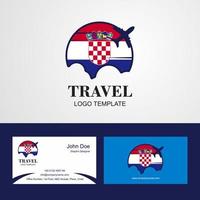 logotipo de la bandera de croacia de viaje y diseño de tarjeta de visita vector