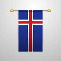 Iceland hanging Flag vector