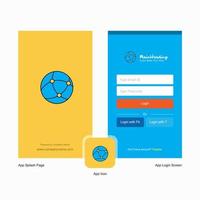 Company Globe Splash Screen and Login Page design with Logo template Mobile Online Business Template vector