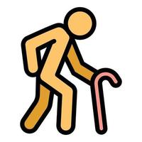 Man walking stick icon, outline style vector