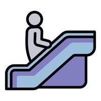 hombre en icono de escalera mecánica, estilo de contorno vector