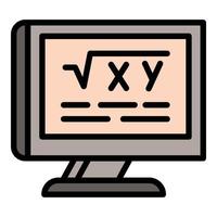 icono de monitor de computadora escolar, estilo de esquema vector