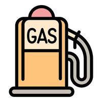 icono de la estación de llenado de gas, estilo de esquema vector