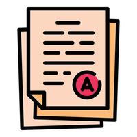 Evaluated test paper icon, outline style vector