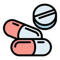 Capsule and pills icon, outline style vector