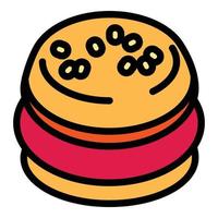 icono de hamburguesa de tocino, estilo de esquema vector