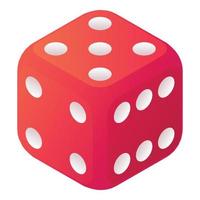 Game dice icon, isometric style vector