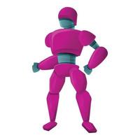 Pink robot icon, cartoon style vector