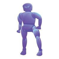 Violet robot icon, cartoon style vector