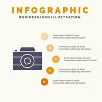 Camera Image Picture Photo Solid Icon Infographics 5 Steps Presentation Background vector