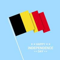 diseño tipográfico del día de la independencia de bélgica con vector de bandera
